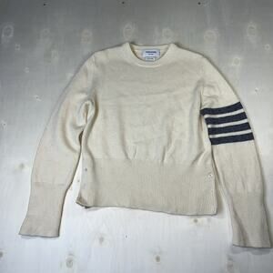 Thom Browne New York 4 Bar Wool Sweater Men’s Size 1 Cream W/gray Bars Japan